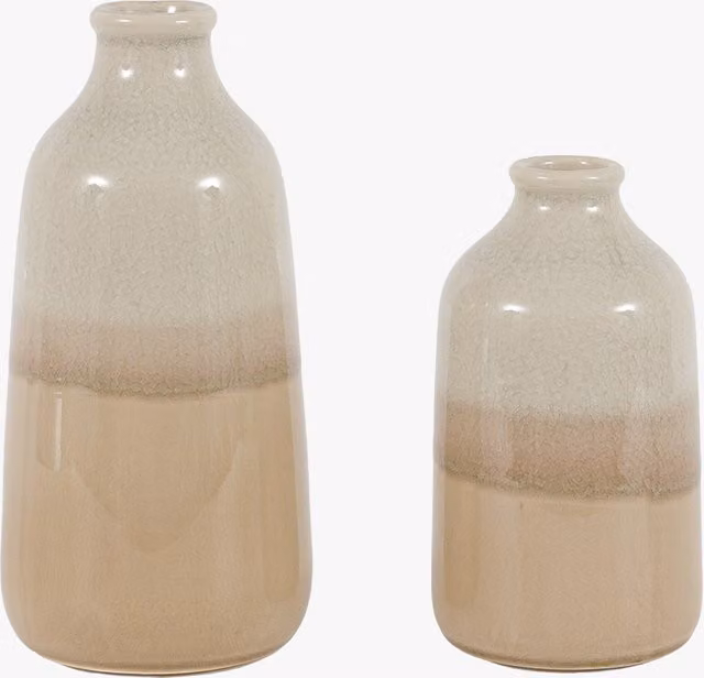 Perch & Parrow Ennis Crackle Glaze Ceramic Bud Vases, Set of 2, Beige