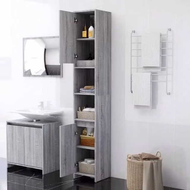 Berkfield Home Grey Sonoma Stylish Bathroom Cabinet W/D/H: 30 x 30 x 183.5 cm
