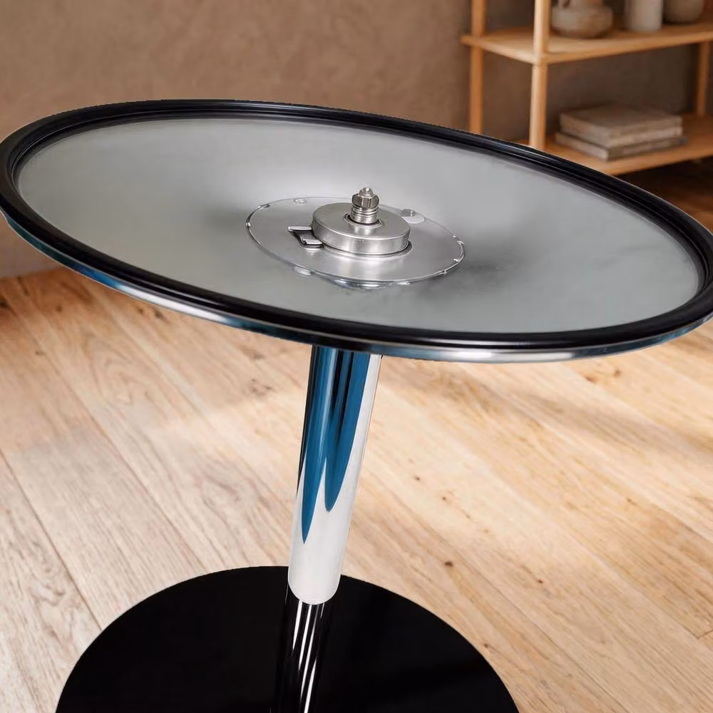 STILVORA Modern Round Dining Table for 4 with Black Glossy Tempered Glass Top and Metal Frame, W/D/H: 120 x 120 x 75.5 cm – 7