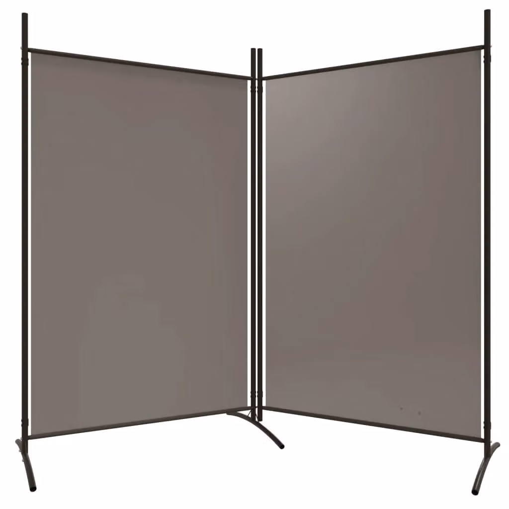 Berkfield Home 2-Panel Anthracite Room Divider with Black Fabric, H 175 cm x W 180 cm – 2