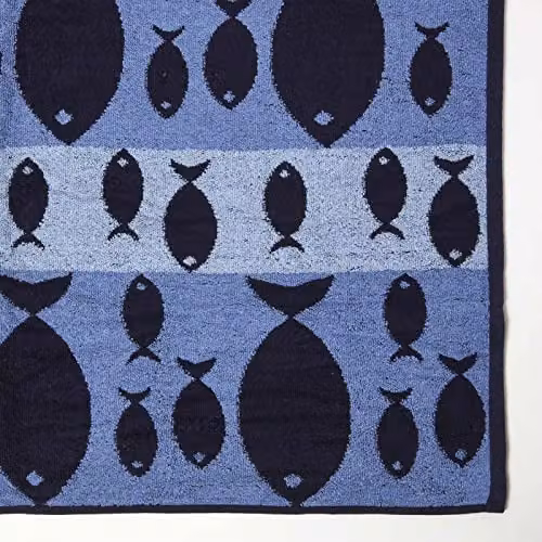 Homescapes Blue Maritime Graphic Cotton Beach Towel, W/D/H: 180 x 90 x 0 cm – 4