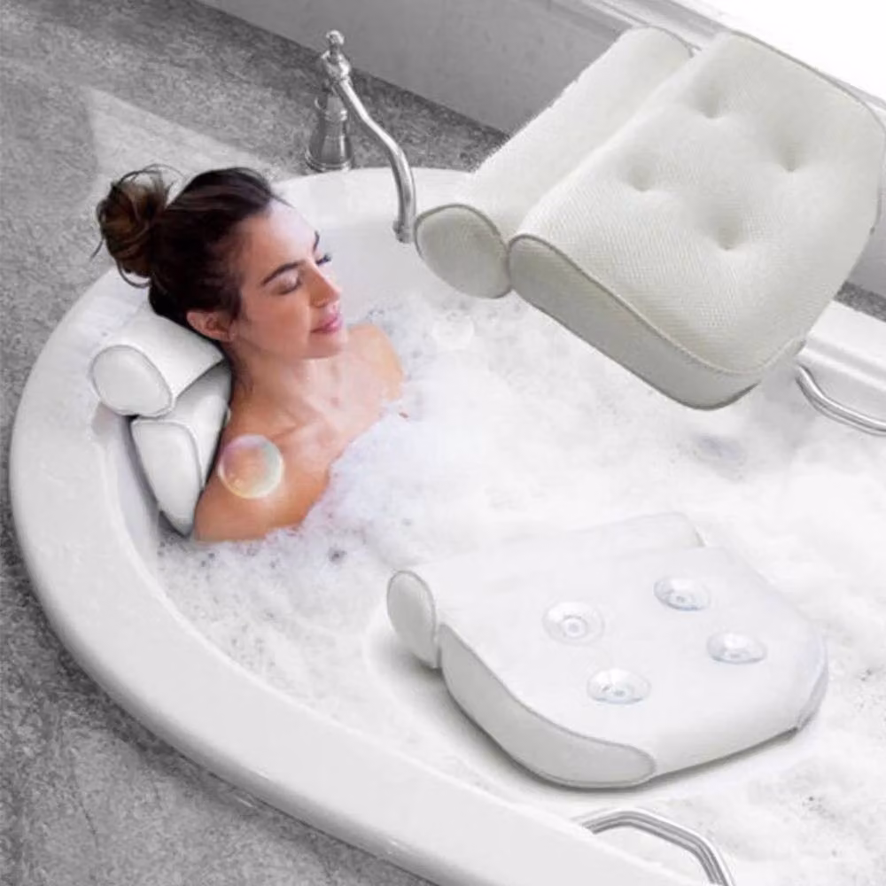 NESTLUNE Luxury Waterproof Anti-Slip Bath Pillow in White – 2