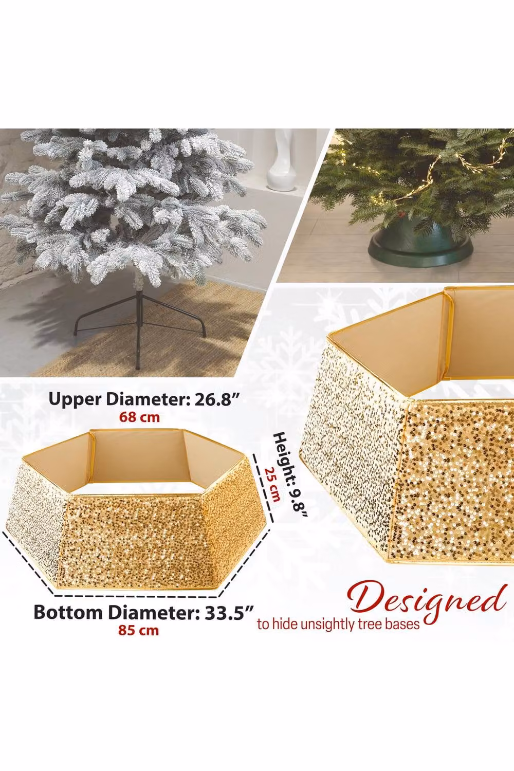 Deco Express Gold Round Tabletop Christmas Tree Skirt – 2