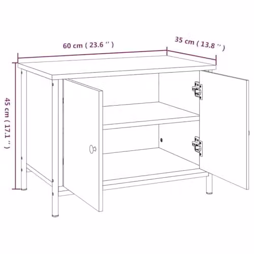 vidaXL Modern Grey TV Cabinet with Doors, W/D/H: 60 x 35 x 45 cm – 3