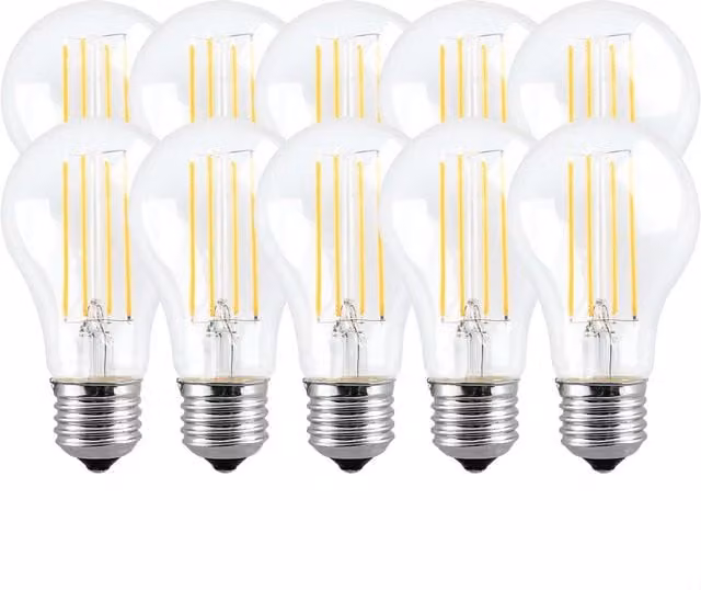 Harper Living 8W A60 E27 LED Bulb, Warm White, Dimmable, Clear, Pack of 10