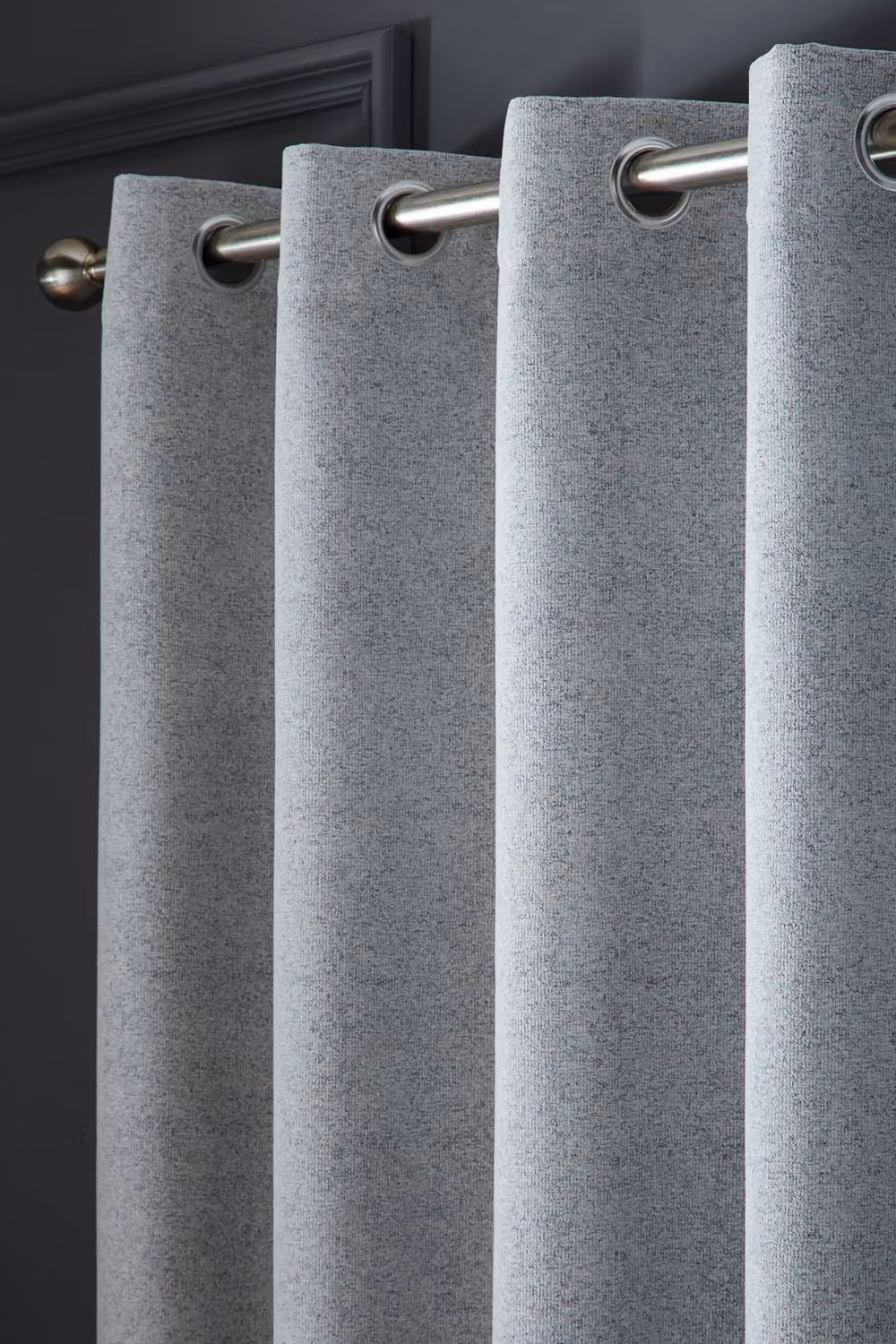 Curtina Velvet Chenille Dimout Eyelet Curtains in Grey, W: 168 cm, H: 183 cm – 2