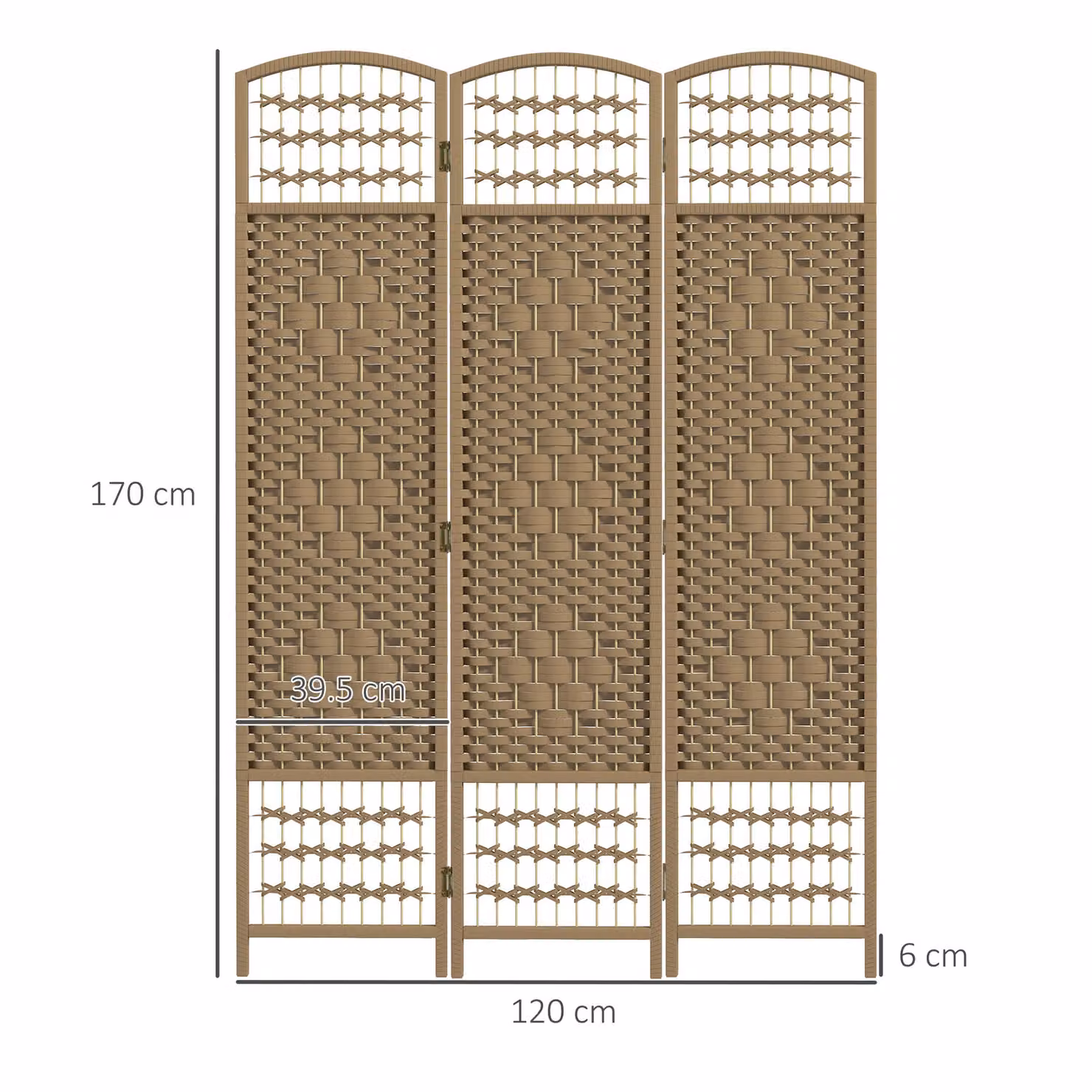HOMCOM 3 Panel Folding Room Divider Privacy Screen in Brown Natural Wood W/H: 120 x 170 cm – 2