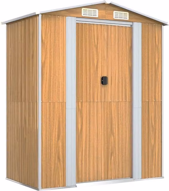 Berkfield Home Garden Shed in Brown Galvanised Steel, W/D/H: 192 x 108 x 223 cm – 1