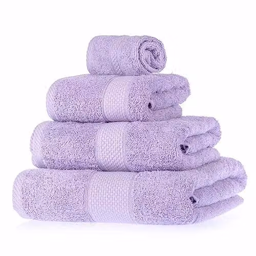 Homescapes 4 Piece Turkish Cotton Towel Set in Purple, 500 GSM