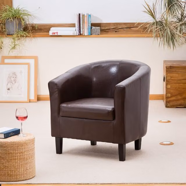 Artemis Home Meriden Brown Vegan Leather Tub Chair – 1