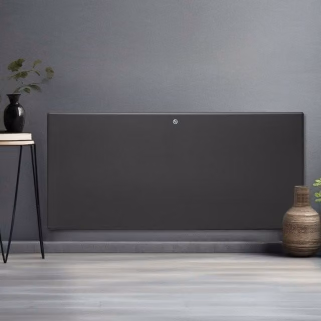 Purus Grey Metal Electric Panel Radiator with Thermostat and Timer, Freestanding or Wall Mounted