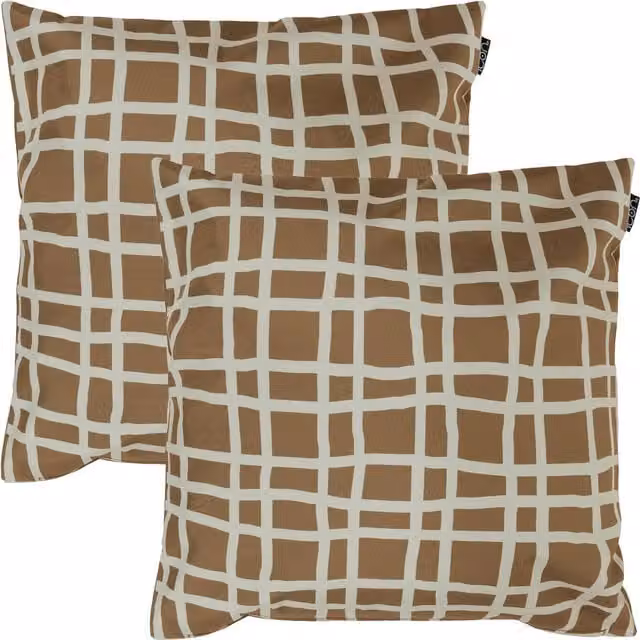 ICON Mark Making Square Cushion 2 Pack, Brown, W/D/H: 43 x 43 x 43 cm
