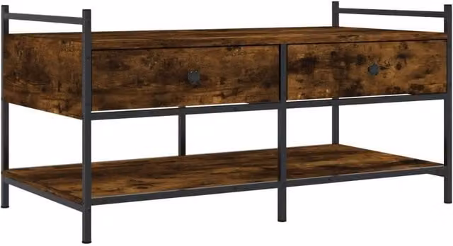 Berkfield Home Smoked Oak Coffee Table in Brown, W/D/H: 99 x 50 x 50 cm