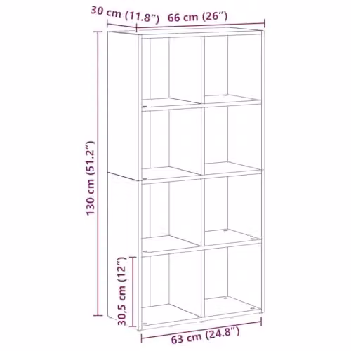 vidaXL Artisan Oak Book Cabinet in Brown, W/D/H: 66 x 30 x 130 cm – 3