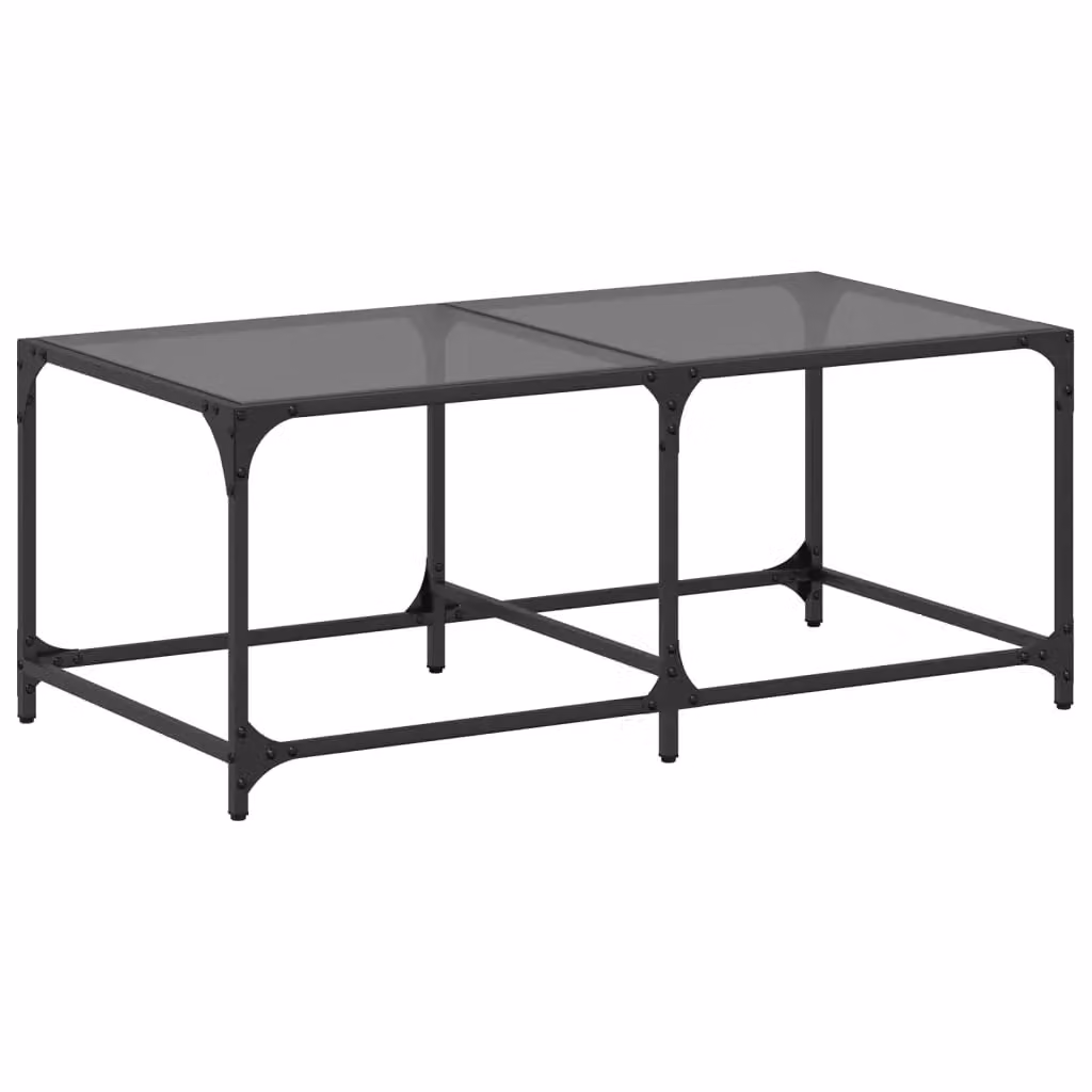 Berkfield Home Modern Rectangular Coffee Table with Black Glossy Glass Top and Steel Frame, W: 98.5 cm, D: 50 cm, H: 40 cm – 2