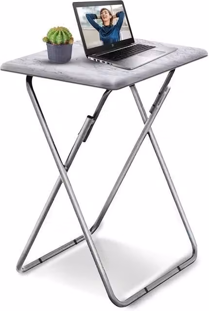 Huhote Small Folding Side Table in White