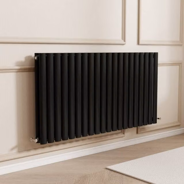 Banyetti Orva Black Horizontal Double Oval Column Radiator, W/H: 60.0 x 118.0 cm – 1