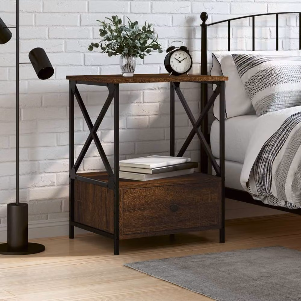 Berkfield Home Brown Oak Bedside Table W/D/H: 50 x 41 x 65 cm – 2