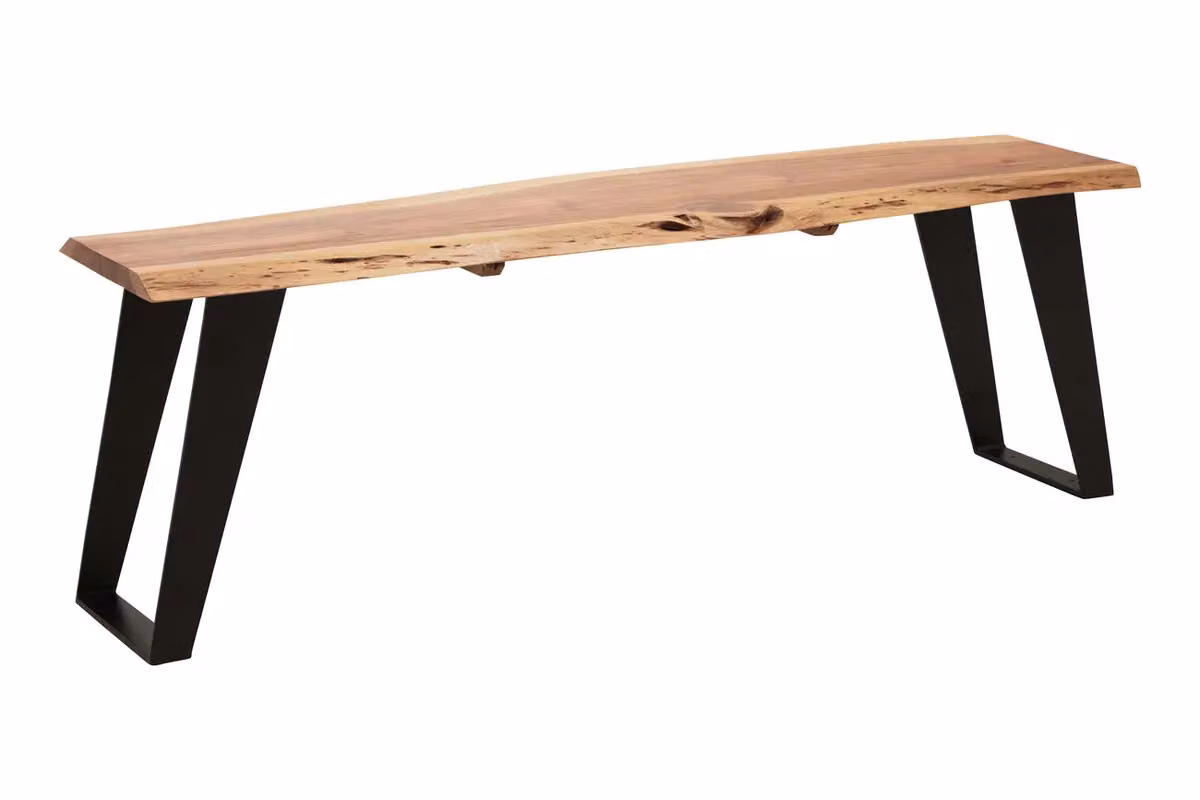 Orsina Rustic Acacia Wood and Metal Outdoor Seating Bench in Brown and Black, W/D/H: 135.0 x 40.0 x 40.0 cm – 2