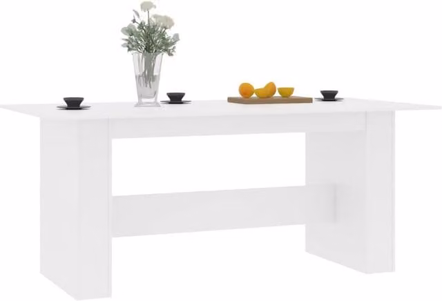 Berkfield Home Beautiful White Modern Rectangular Dining Table in Engineered Wood W/D/H: 180 x 90 x 76 cm – 1