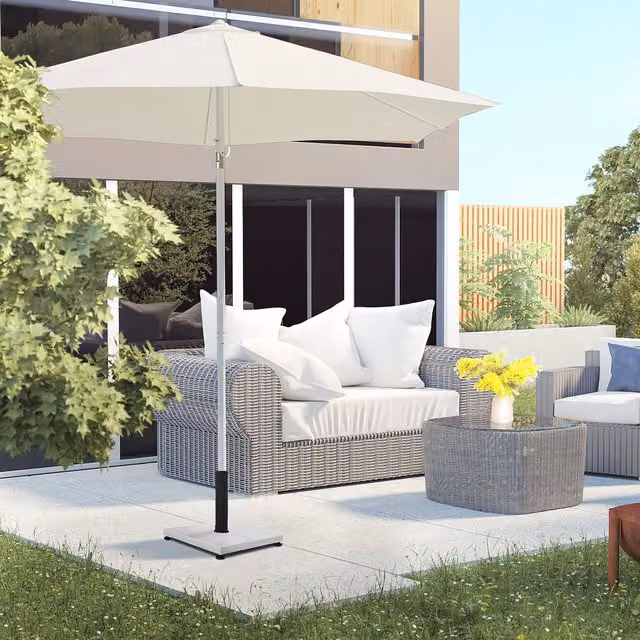 Outsunny White Concrete Parasol Base with Adjustable Foot Pad, 12kg