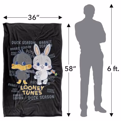 Warner Bros. Looney Tunes Gokko Duck and Rabbit Season LOGOVISION Super Soft Fleece Throw Blanket, Multicolour, W: 91 cm, D: 147 cm – 4