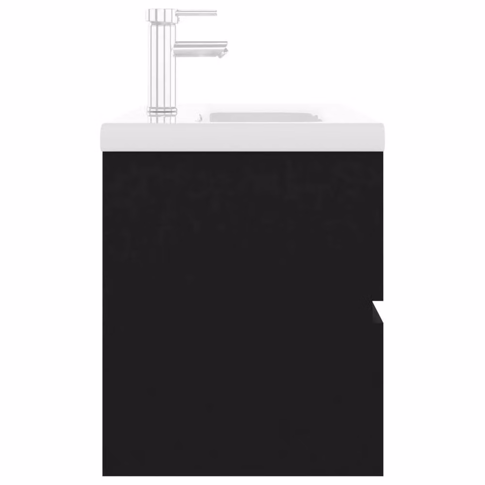 Berkfield Home Modern Black Matt Bathroom Sink Cabinet with Ceramic Basin and MDF Construction – 4