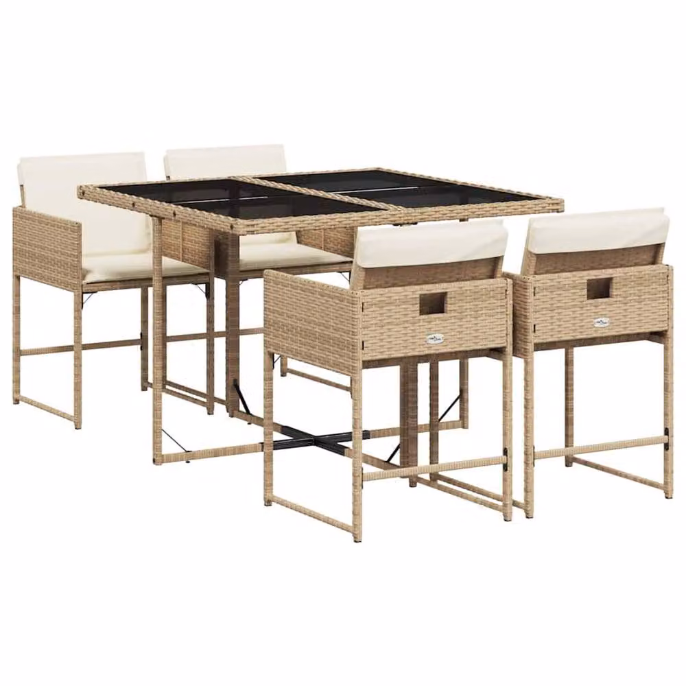 Berkfield Home Garden Dining Set in Beige, Black and White – 2