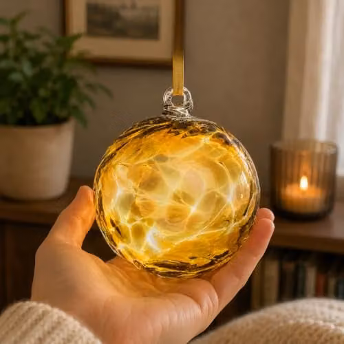 Sienna Glass Yellow Angel Orb Hanging Glass Ornament – 2