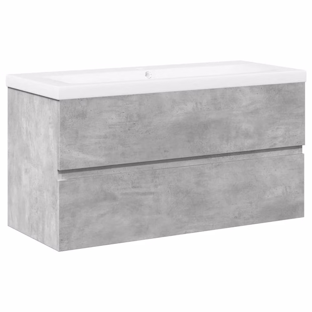 Berkfield Home 2 Piece Modern Wall Mounted Bathroom Vanity Unit Set in Grey and White, W/D/H: 90.0 x 38.5 x 45.0 cm – 2