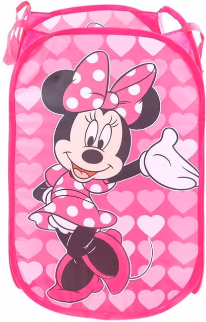Disney Minnie Mouse Hearts 80L Collapsible Fabric Laundry Bin in Pink
