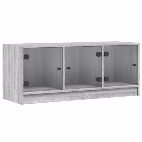 vidaXL TV Cabinet with Glass Doors in Grey Sonoma, W: 102 cm, D: 37 cm, H: 42 cm