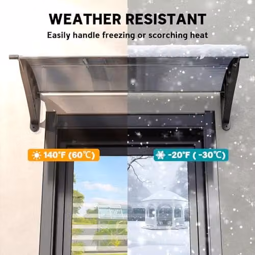 Outsunny Wall-Mounted Front Door Canopy Outdoor Awning Rain Shelter, Black, W: 100 cm, D: 75 cm – 5