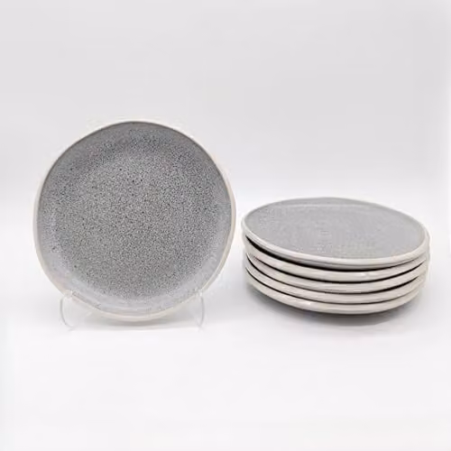 J P Household 6 Piece Grey Stoneware Dinner Plate Set