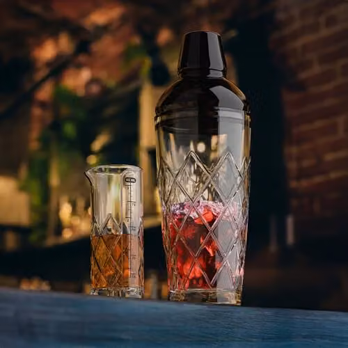 Final Touch Yarai Glass Cocktail Shaker and Jigger Set in Transparent and Black with 700ml Capacity – 3