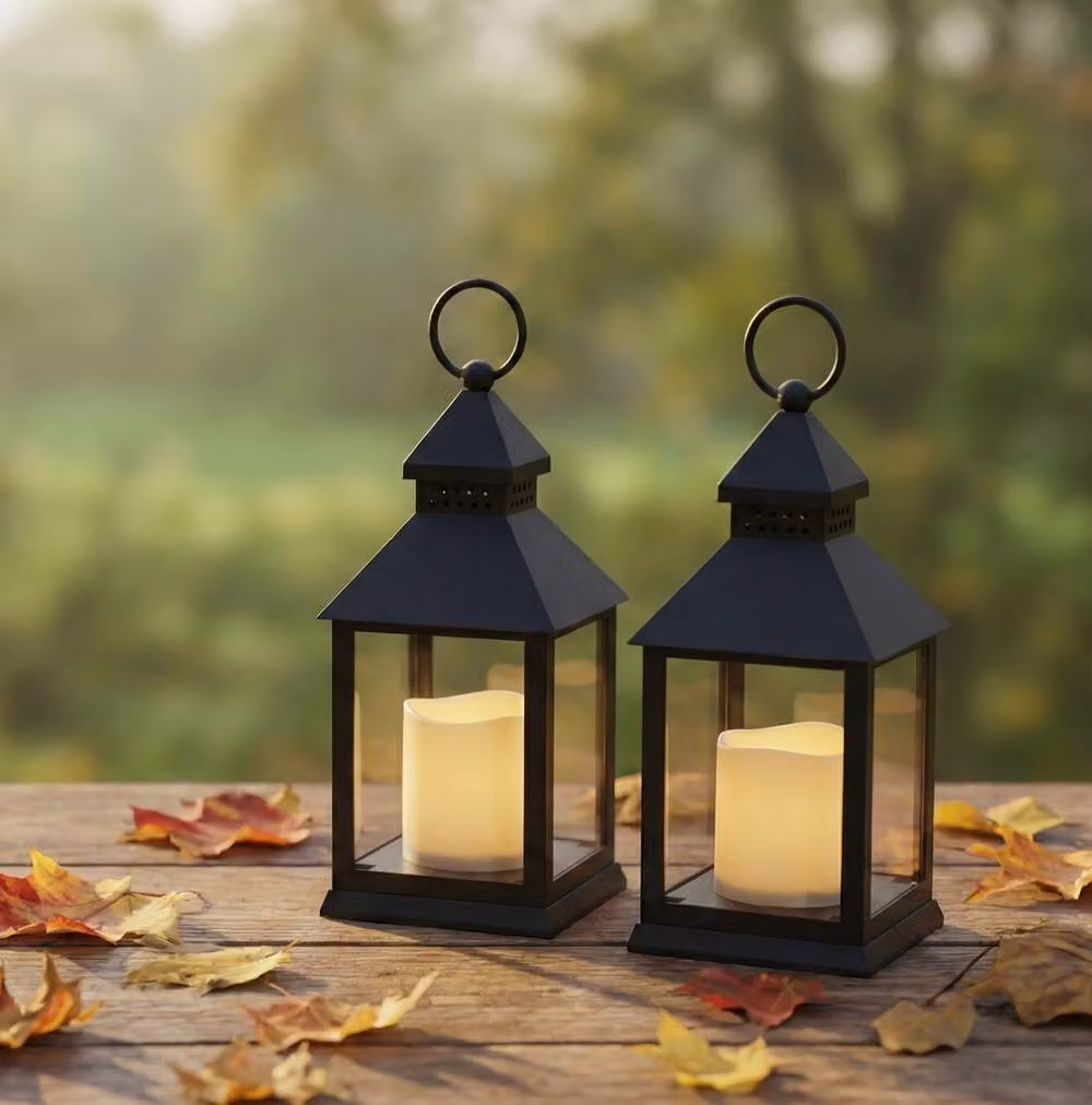 Bright Zeal 2 Pack Black Metal LED Candle Lanterns with Timer and Flicker Effect for Tabletop Decor – 3