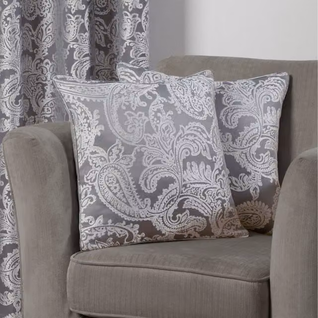 NewEdgeBlinds Modern Grey Floral Square Cushion Cover