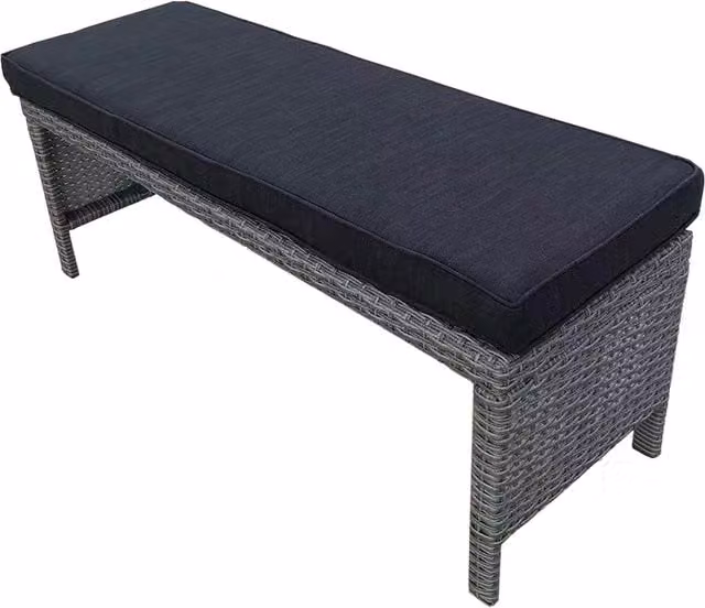 FURNITURE ONE Modern Rattan Garden Patio Bench Seat in Mid Grey