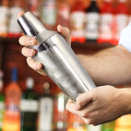 drinkstuff Manhattan Cocktail Shaker Set in Silver with Stainless Steel Accessories and Wood Details – 2
