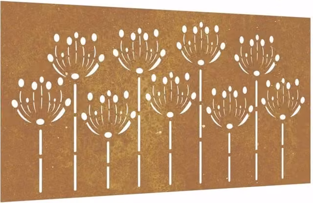 Berkfield Home Brown Corten Steel Floral Wall Decoration, W: 105 cm, H: 55 cm