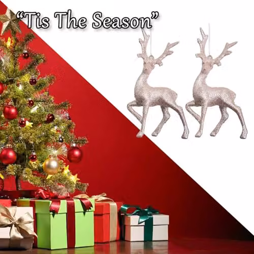 VFM e-Store Glitter Reindeer Christmas Tree Ornaments, Rose Gold, W/D/H: 16 x 10 x 4 cm – 4