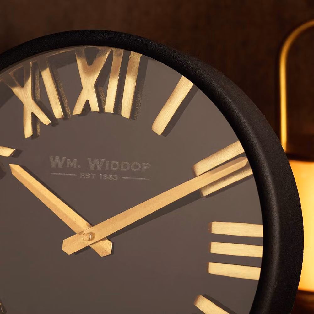 William Widdop Black and Gold Round Analog Metal Tabletop Clock – 6