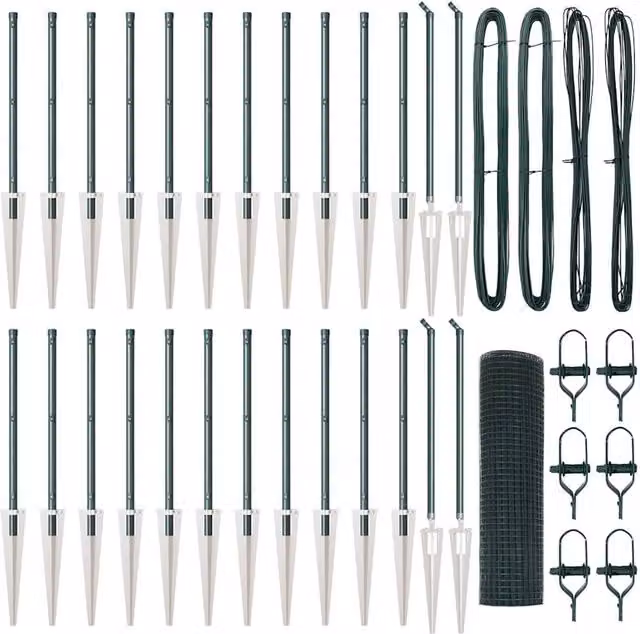 Berkfield Home Green Steel Welded Wire Fence with 13 Spike Posts, W: 40 cm, L: 50 m – 1