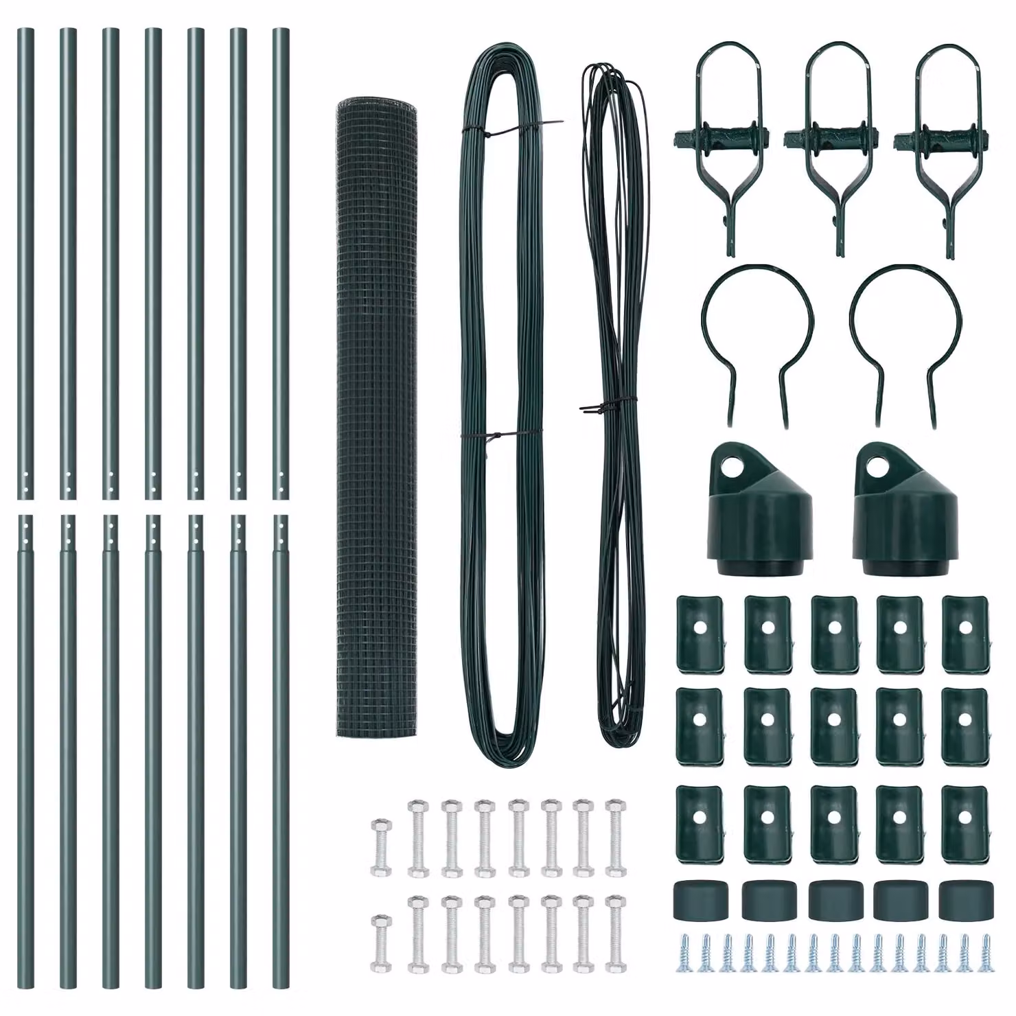 Berkfield Home Green Metal Wire Mesh Fence Post Set of 2, W: 10 m, H: 1 m – 4