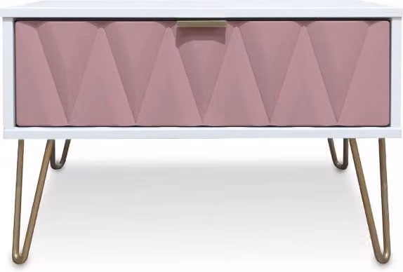 Welcome Diamond Kobe Pink and White 1 Drawer Midi Chest of Drawers
