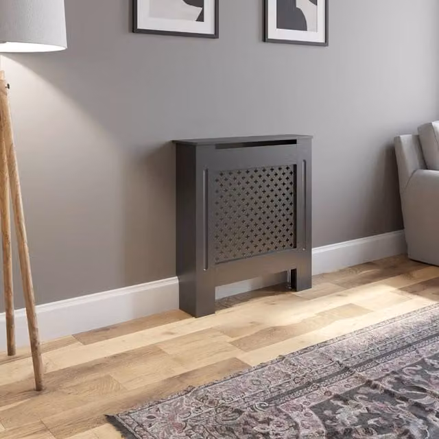 Temprazo Adjustable MDF Radiator Cover in Anthracite Grey, W: 212 cm, H: 78 cm, D: 78 cm