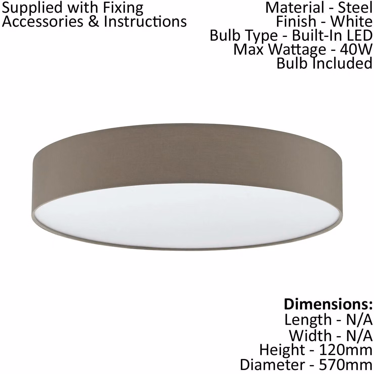 Loops Modern LED Flush Ceiling Light in White and Taupe with Dimmable Remote Control – 2