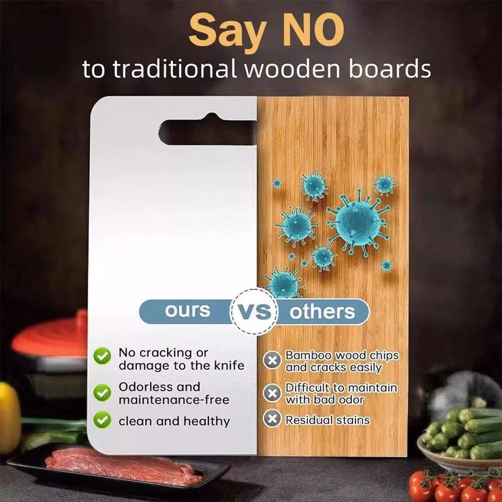 SPETLEK Double-Sided Reversible Titanium Cutting Board, Silver, W: 39 cm, D: 28 cm – 3