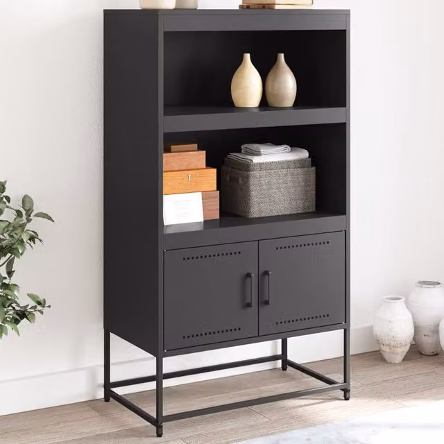 Berkfield Home Industrial Black Steel Highboard W/D/H: 68.5 x 38.5 x 123.5 cm – 1