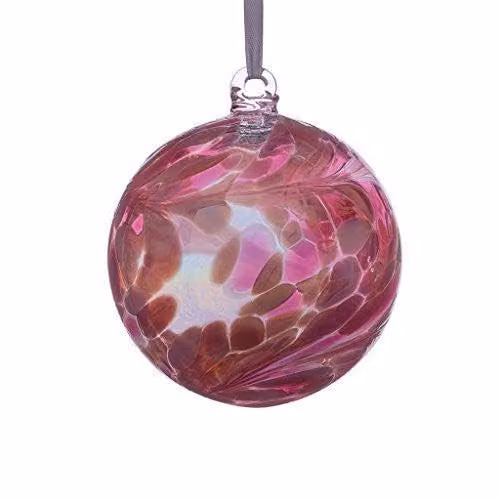 Sienna Glass Pink Angel Orb Hanging Glass Ornament, 10 cm – 3